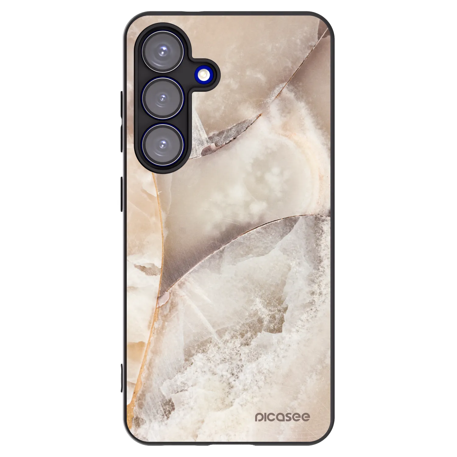 Picasee Samsung Galaxy S25 5G Hülle - Schwarzes Silikon - Cream marble