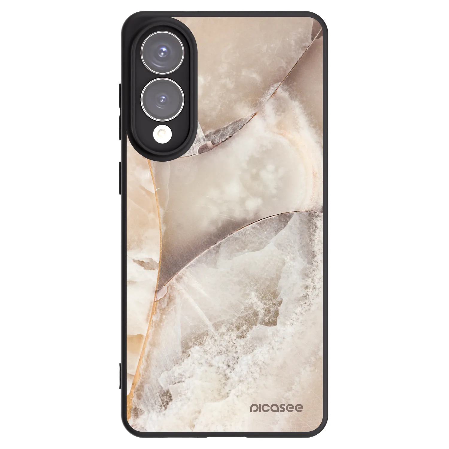 Picasee Samsung Galaxy S25 Edge 5G Hülle - Schwarzes Silikon - Cream marble