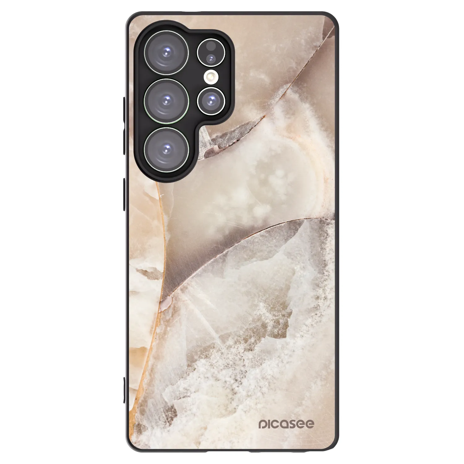 Picasee Samsung Galaxy S25 Ultra 5G Hülle - Schwarzes Silikon - Cream marble