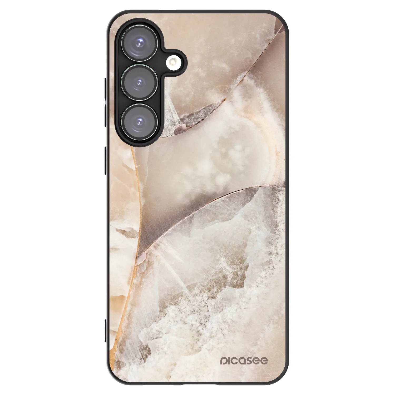 Picasee Samsung Galaxy S25+ 5G Hülle - Schwarzes Silikon - Cream marble