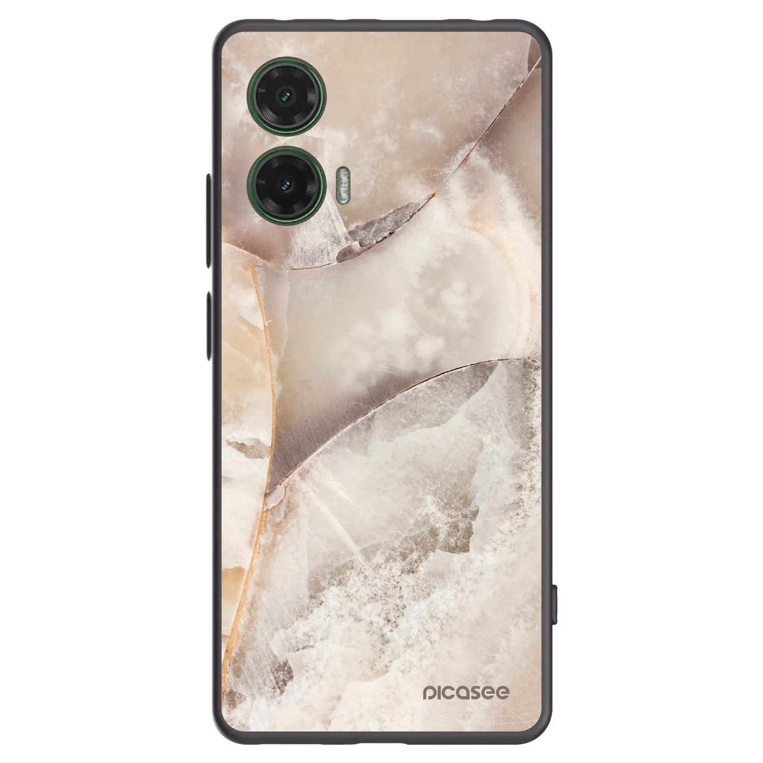 Picasee Motorola Moto G35 5G Hülle - Schwarzes Silikon - Cream marble