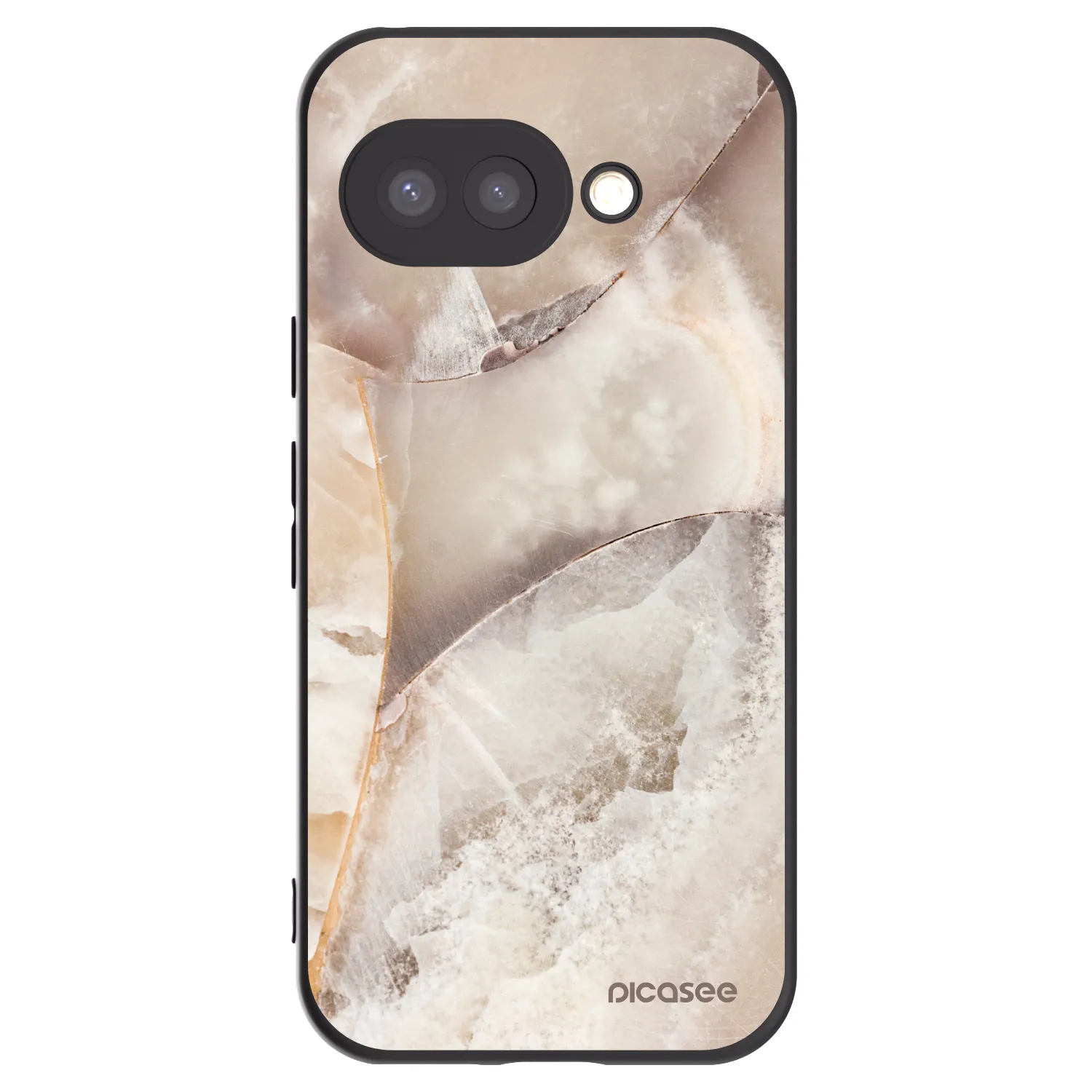 Picasee Google Pixel 9a Hülle - Schwarzes Silikon - Cream marble