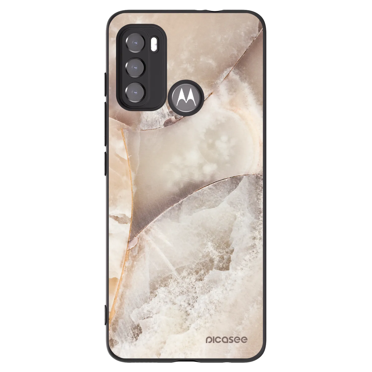 Picasee Motorola Edge 60 5G Hülle - Schwarzes Silikon - Cream marble