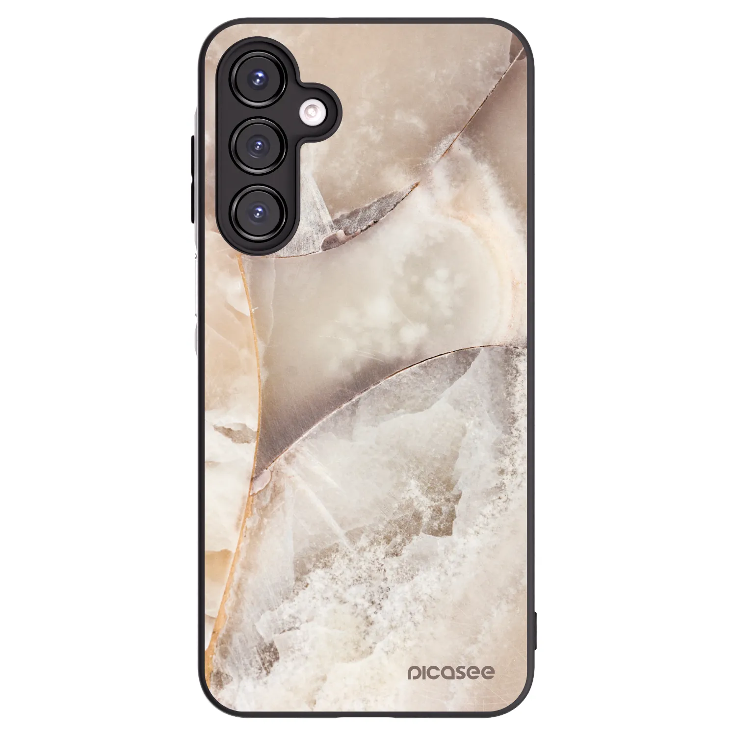 Picasee Samsung Galaxy A16 4G Hülle - Schwarzes Silikon - Cream marble
