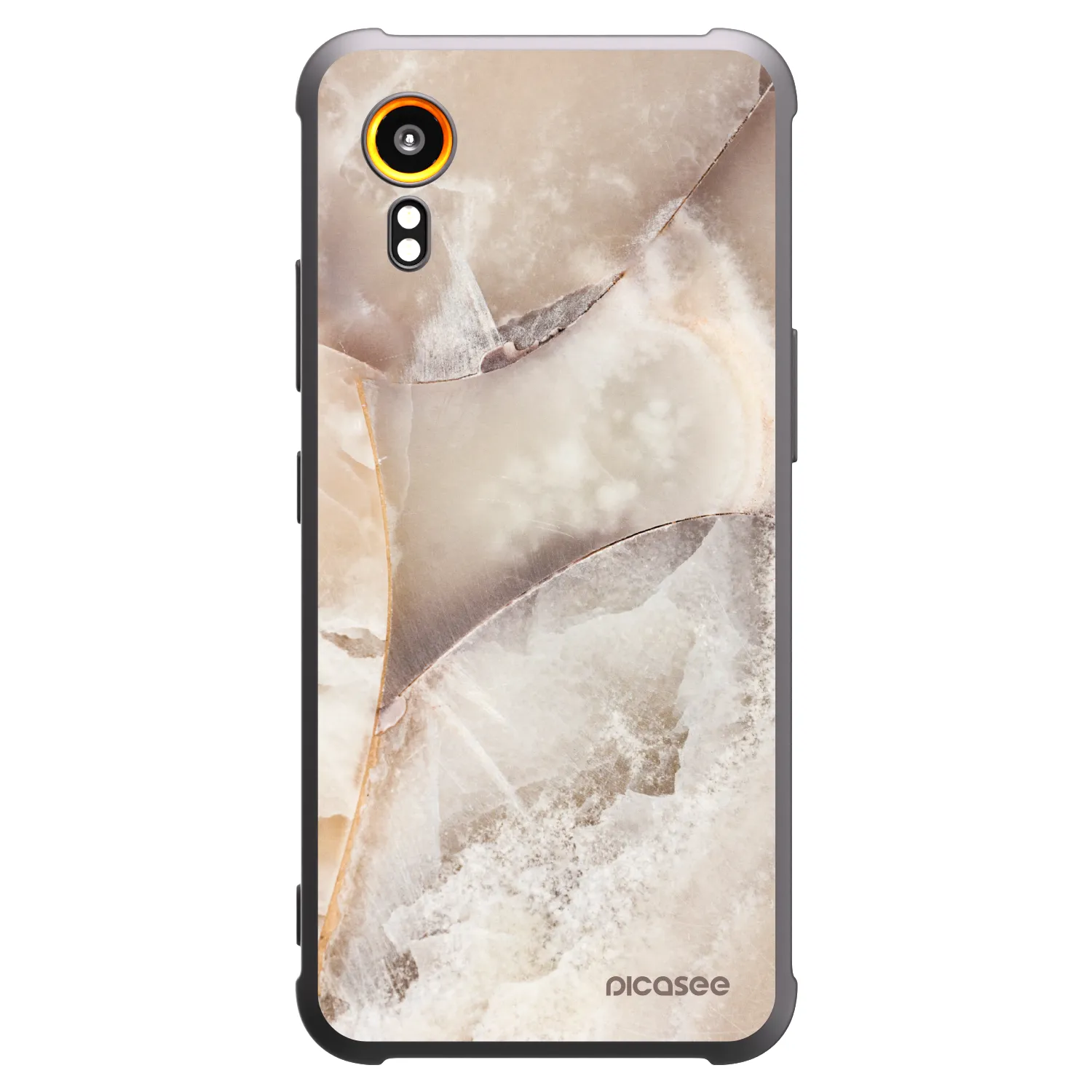 Picasee Samsung Galaxy Xcover 7 Hülle - Schwarzes Silikon - Cream marble
