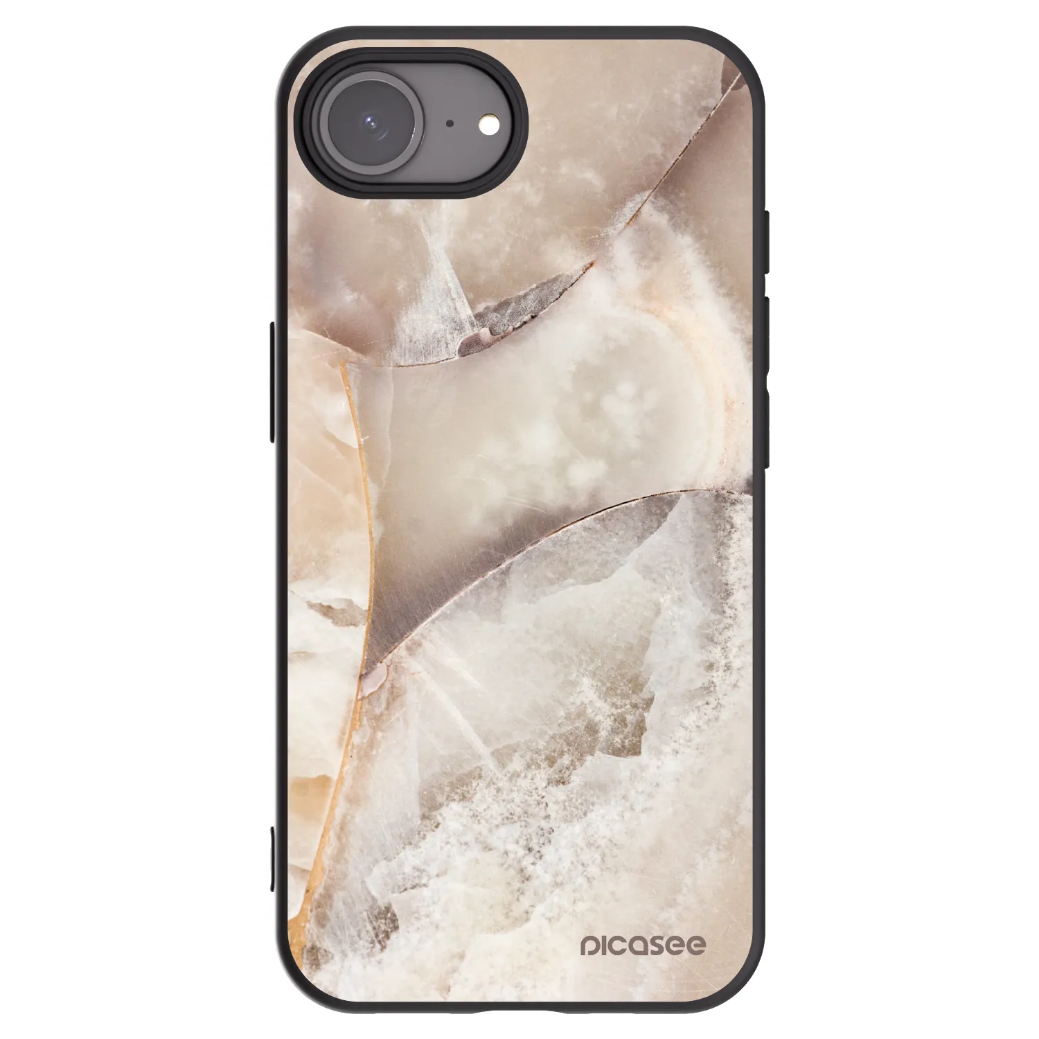 Picasee Apple iPhone 17e Hülle - Schwarzes Silikon - Cream marble