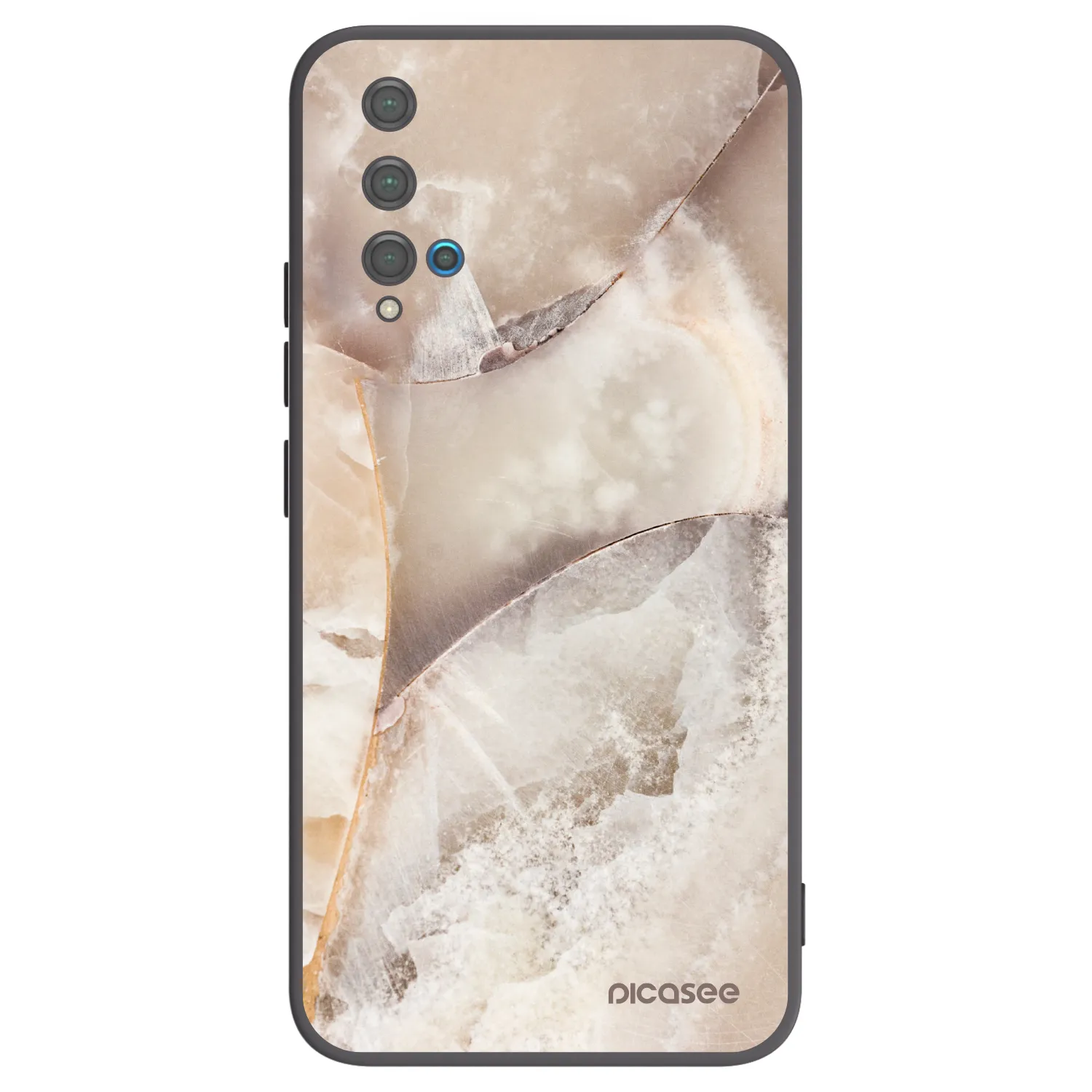 Picasee Huawei Nova 5T Hülle - Schwarzes Silikon - Cream marble