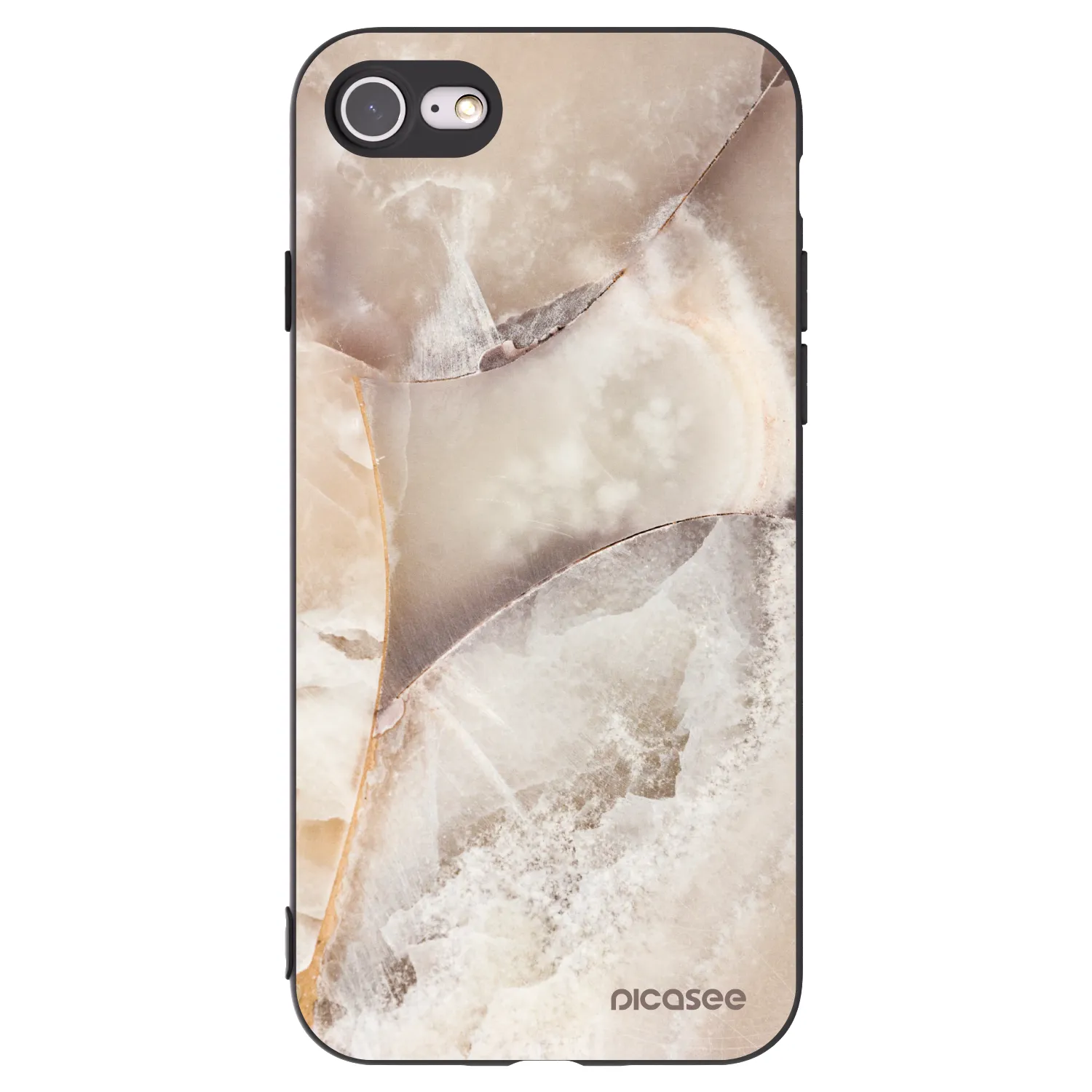 Picasee Apple iPhone SE 2020 Hülle - Schwarzes Silikon - Cream marble
