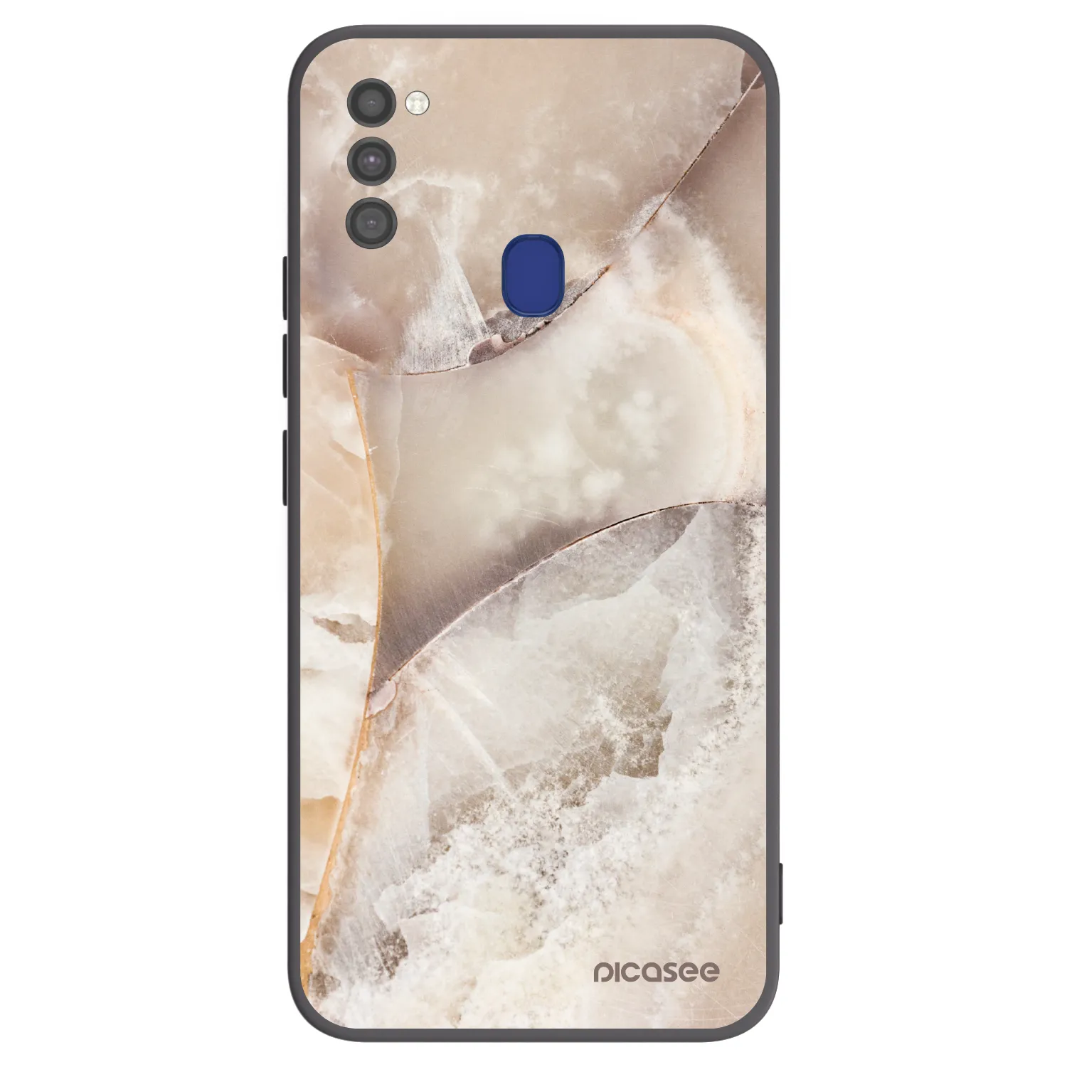 Picasee Samsung Galaxy M21 M215F Hülle - Schwarzes Silikon - Cream marble