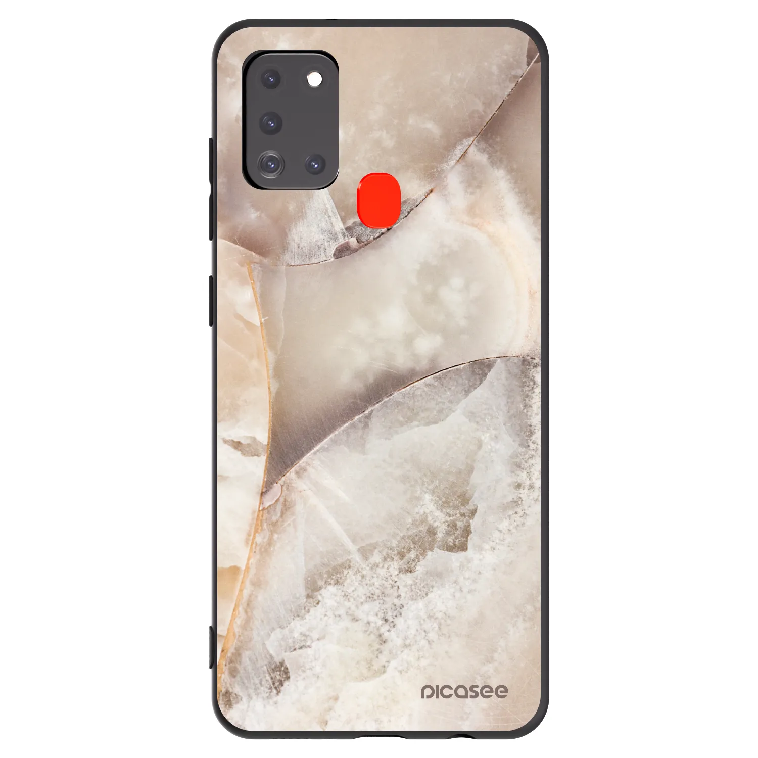 Picasee Samsung Galaxy A21s Hülle - Schwarzes Silikon - Cream marble