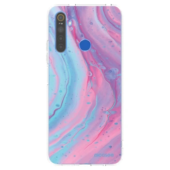 Picasee Realme 5 Hülle - Transparentes Silikon - Pink liquid