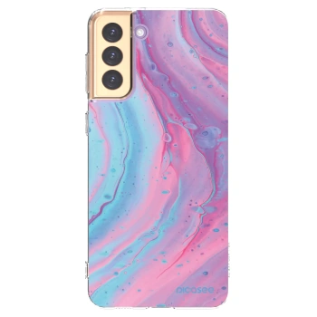 Picasee Samsung Galaxy S21+ 5G G996F Hülle - Transparentes Silikon - Pink liquid