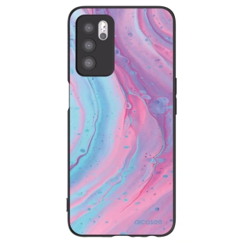 Picasee OPPO A16 Hülle - Schwarzes Silikon - Pink liquid