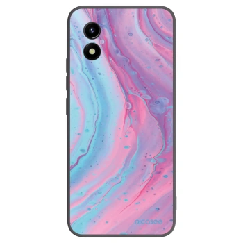 Picasee Vivo Y01 Hülle - Schwarzes Silikon - Pink liquid