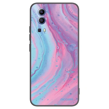 Picasee Vivo Y52 5G Hülle - Schwarzes Silikon - Pink liquid