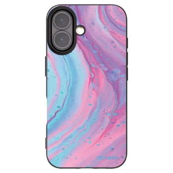 Picasee Apple iPhone 16 Hülle - Schwarzes Silikon - Pink liquid