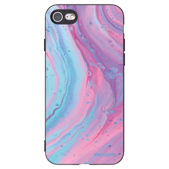 Picasee Apple iPhone 8 Hülle - Schwarzes Silikon - Pink liquid
