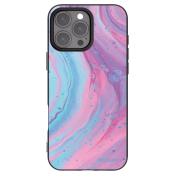 Picasee Apple iPhone 16 Pro Max Hülle - Schwarzes Silikon - Pink liquid