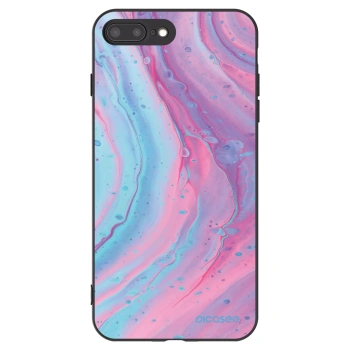 Picasee Apple iPhone 8 Plus Hülle - Schwarzes Silikon - Pink liquid