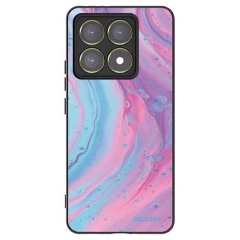 Picasee Xiaomi 14T Hülle - Schwarzes Silikon - Pink liquid