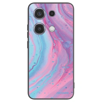 Picasee Xiaomi Redmi Note 14S Hülle - Schwarzes Silikon - Pink liquid
