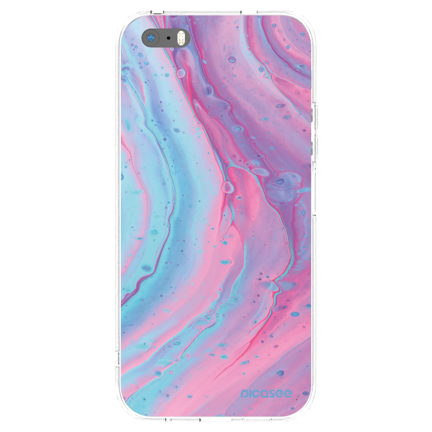 Picasee Apple iPhone 5/5S/SE Hülle - Transparentes Silikon - Pink liquid