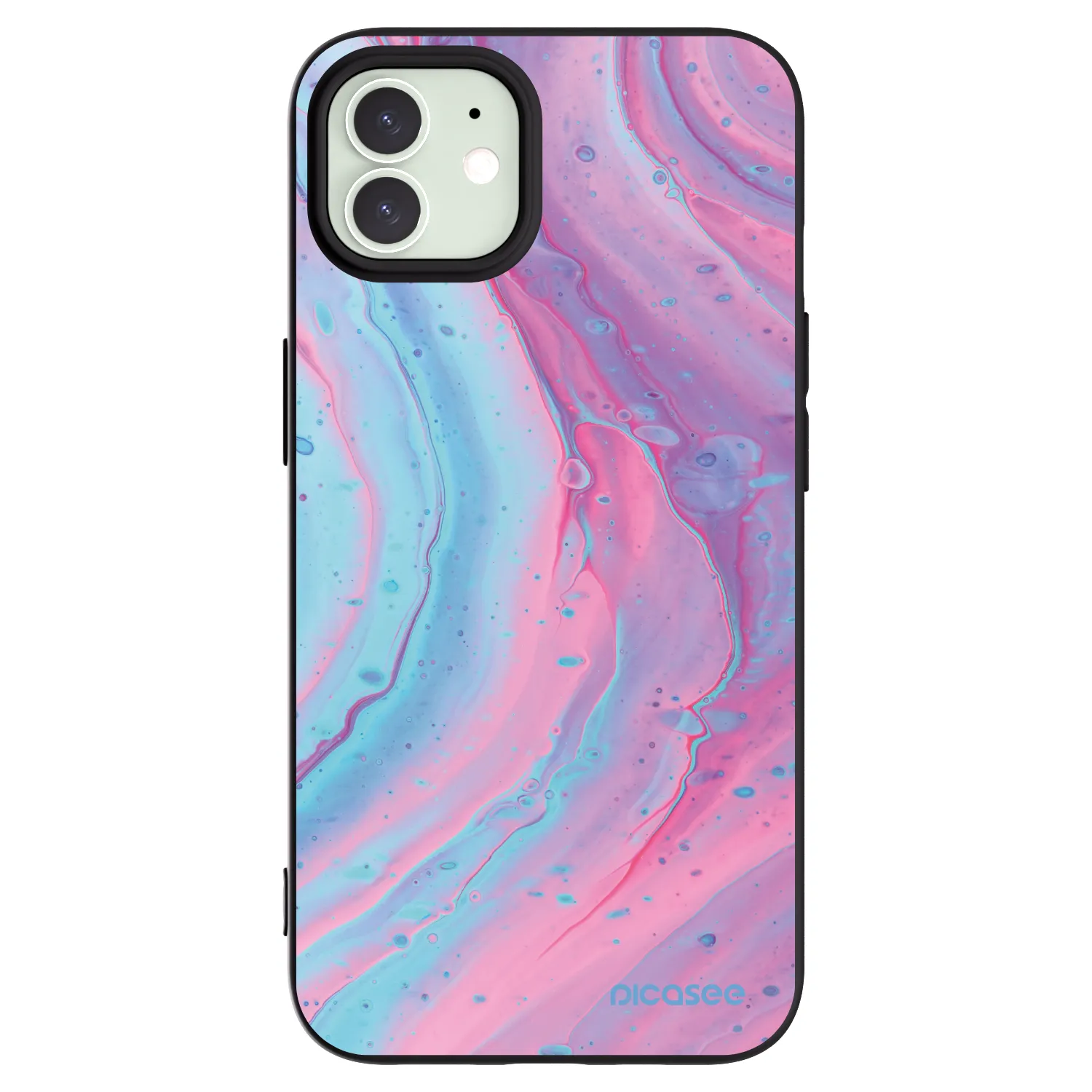 Picasee Apple iPhone 12 Pro Hülle - Schwarzes Silikon - Pink liquid