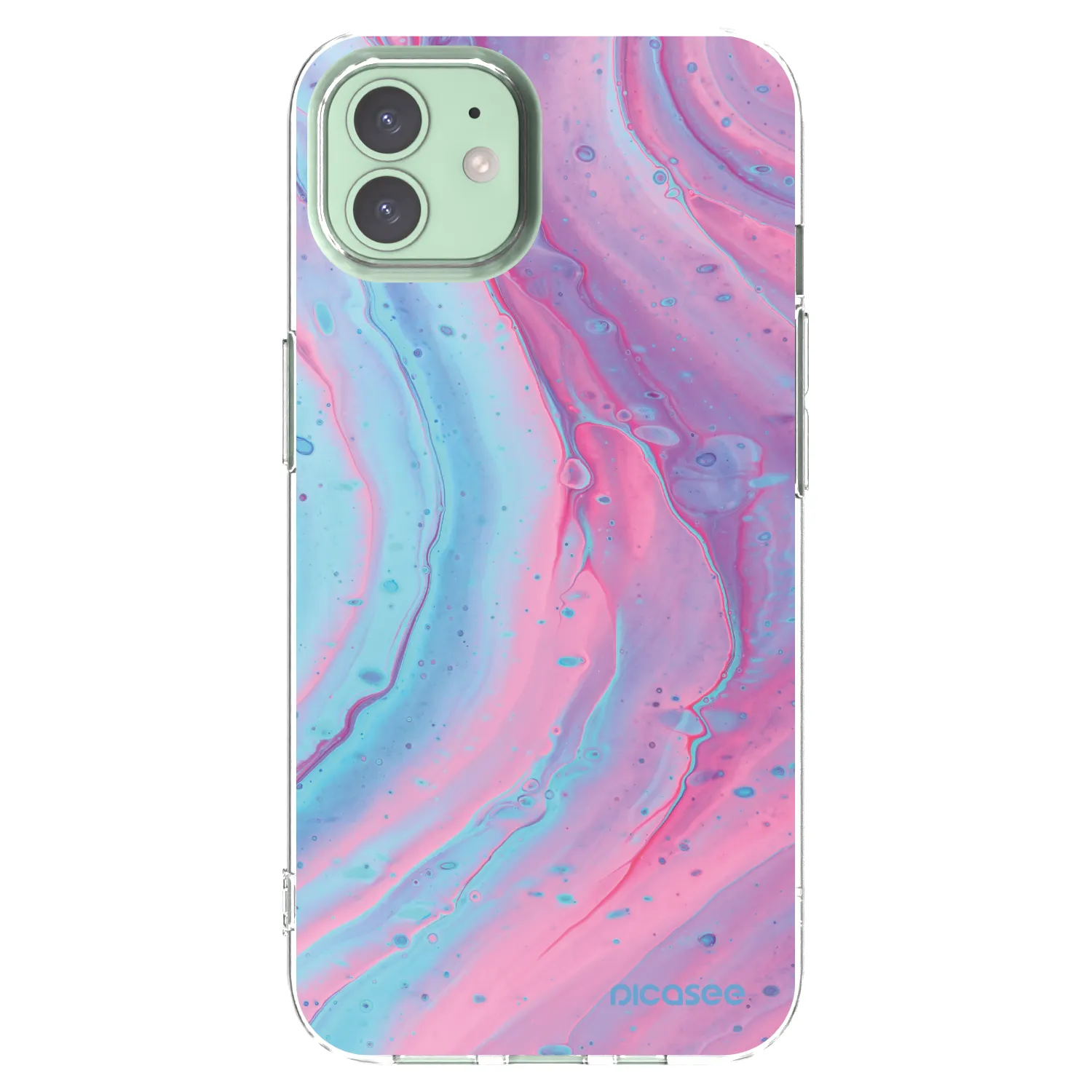 Picasee Apple iPhone 12 Pro Hülle - Transparentes Silikon - Pink liquid