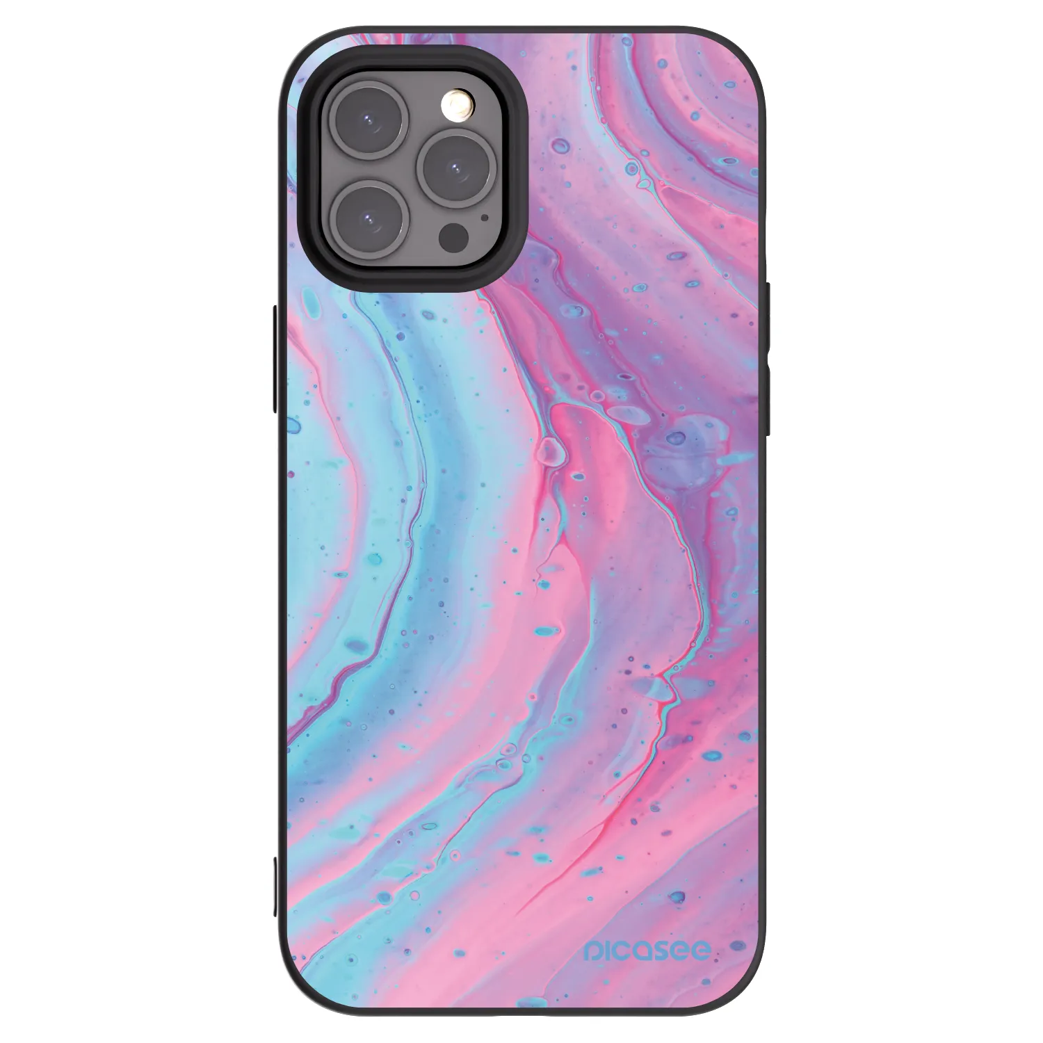 Picasee Apple iPhone 12 Pro Max Hülle - Schwarzes Silikon - Pink liquid