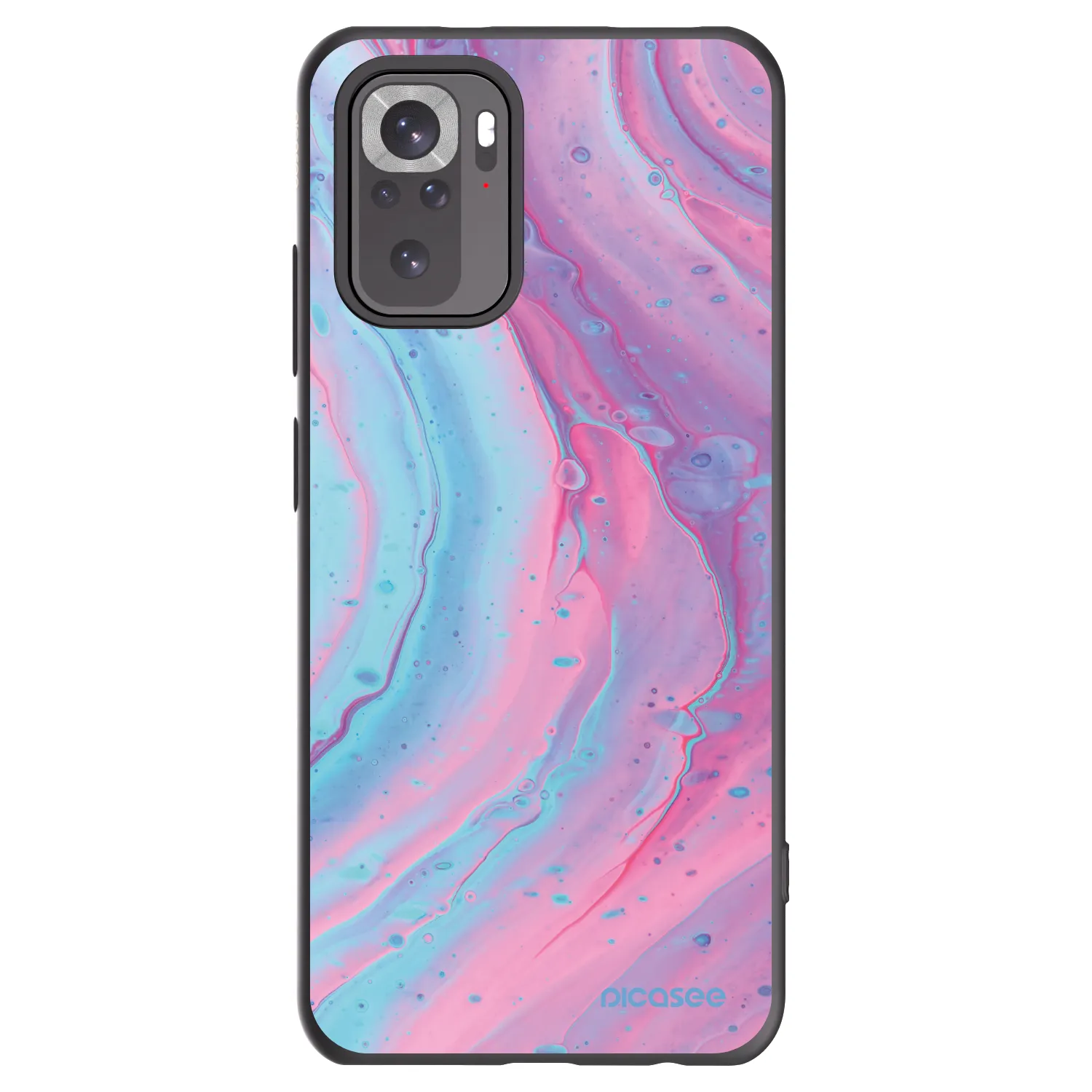 Picasee Xiaomi Redmi Note 10S Hülle - Schwarzes Silikon - Pink liquid