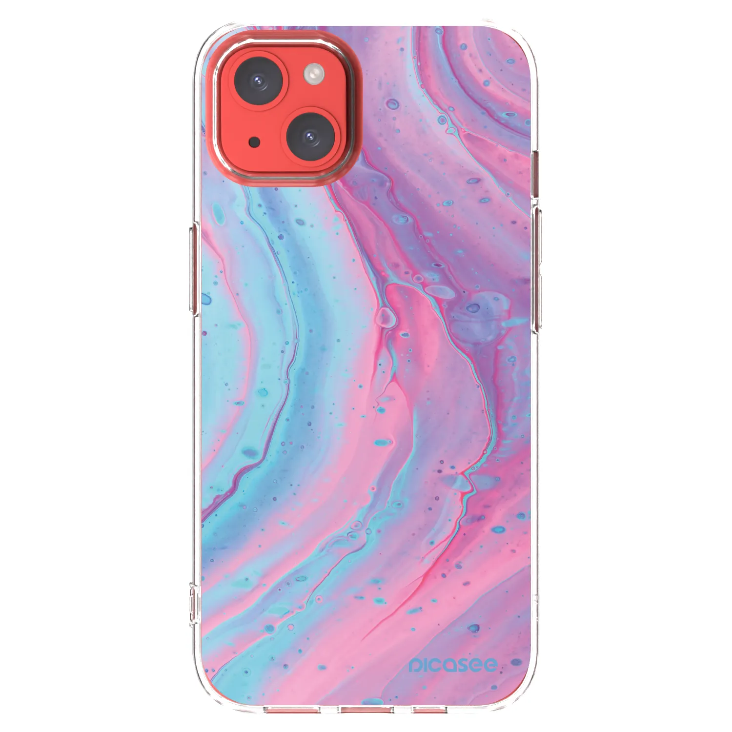Picasee Apple iPhone 13 Hülle - Transparentes Silikon - Pink liquid