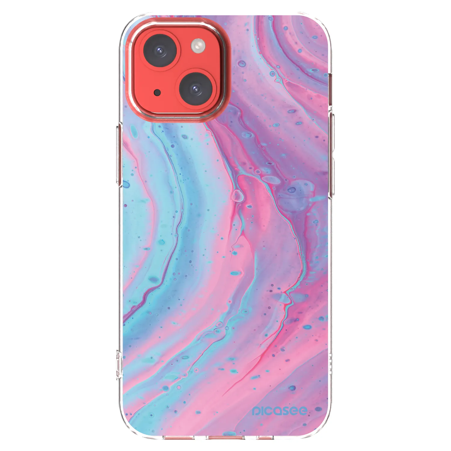 Picasee Apple iPhone 13 mini Hülle - Transparentes Silikon - Pink liquid