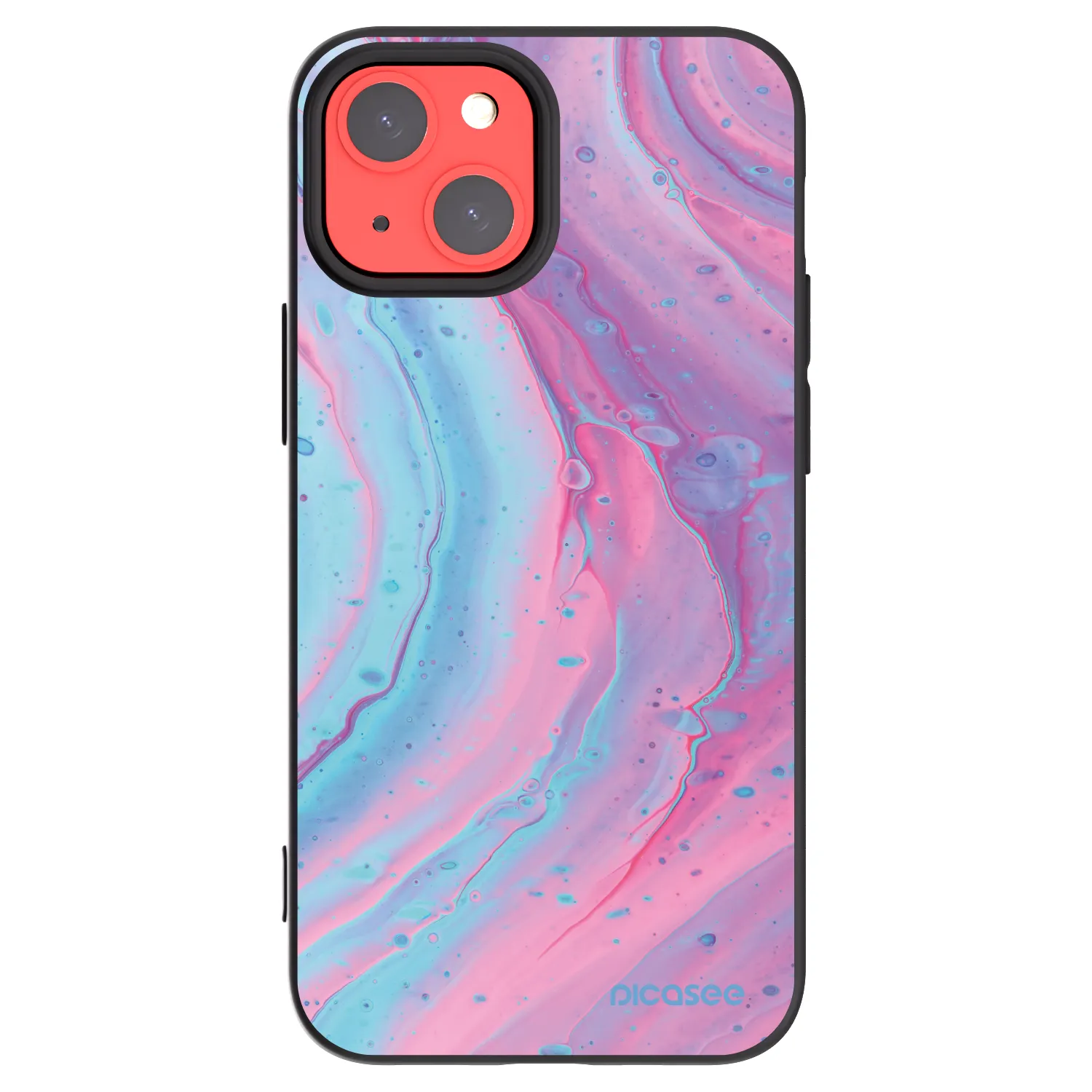 Picasee Apple iPhone 13 mini Hülle - Schwarzes Silikon - Pink liquid