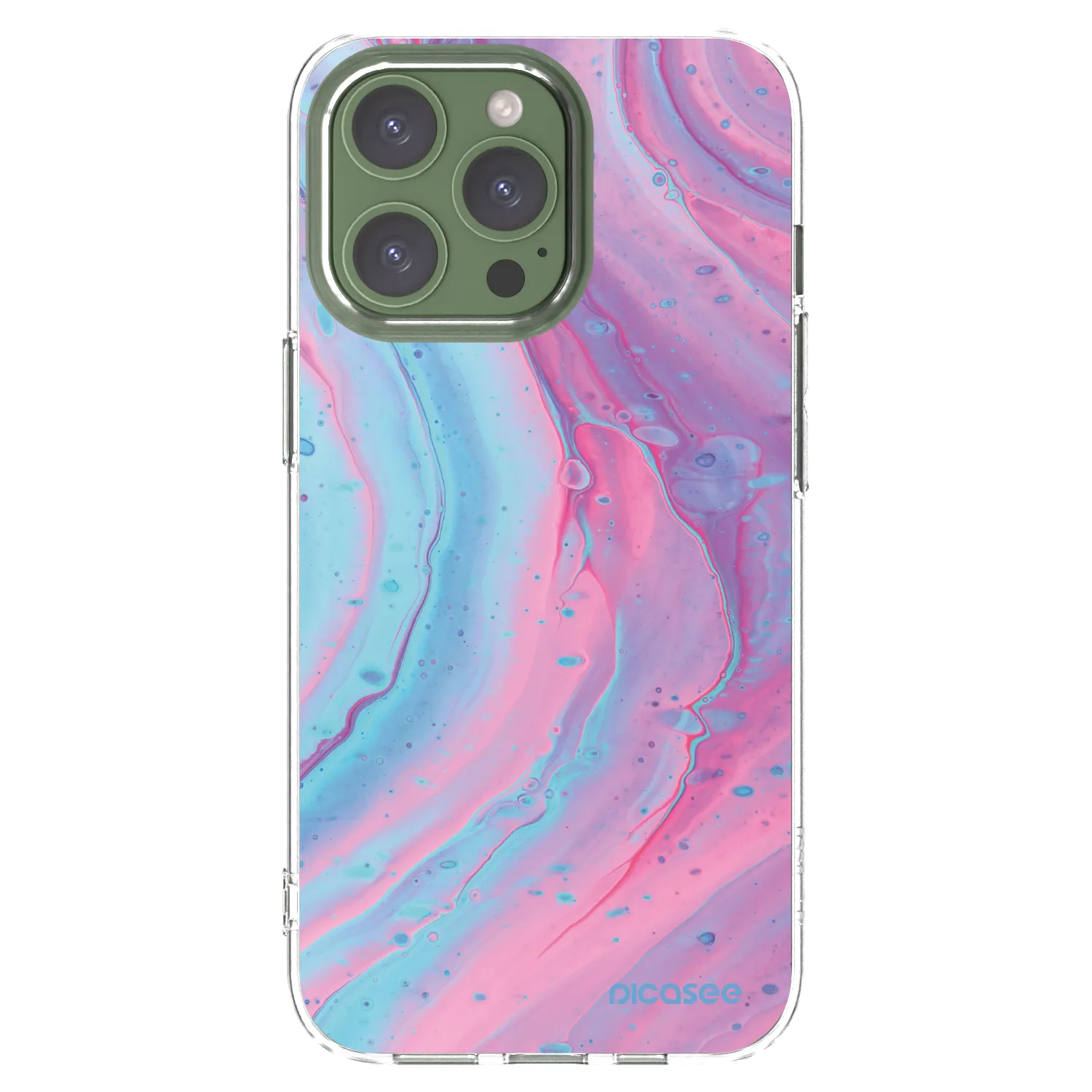 Picasee Apple iPhone 13 Pro Hülle - Transparentes Silikon - Pink liquid