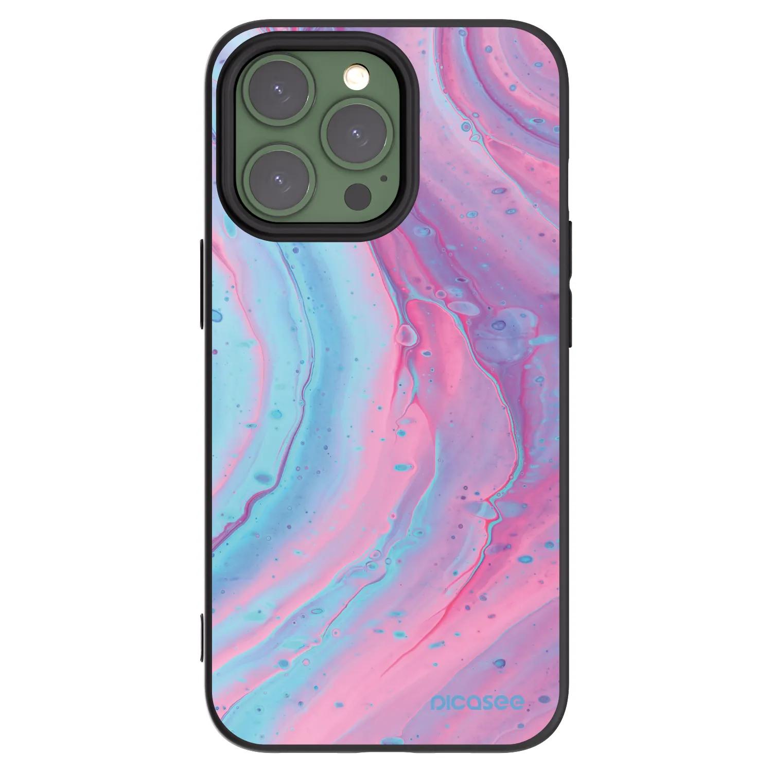 Picasee Apple iPhone 13 Pro Hülle - Schwarzes Silikon - Pink liquid