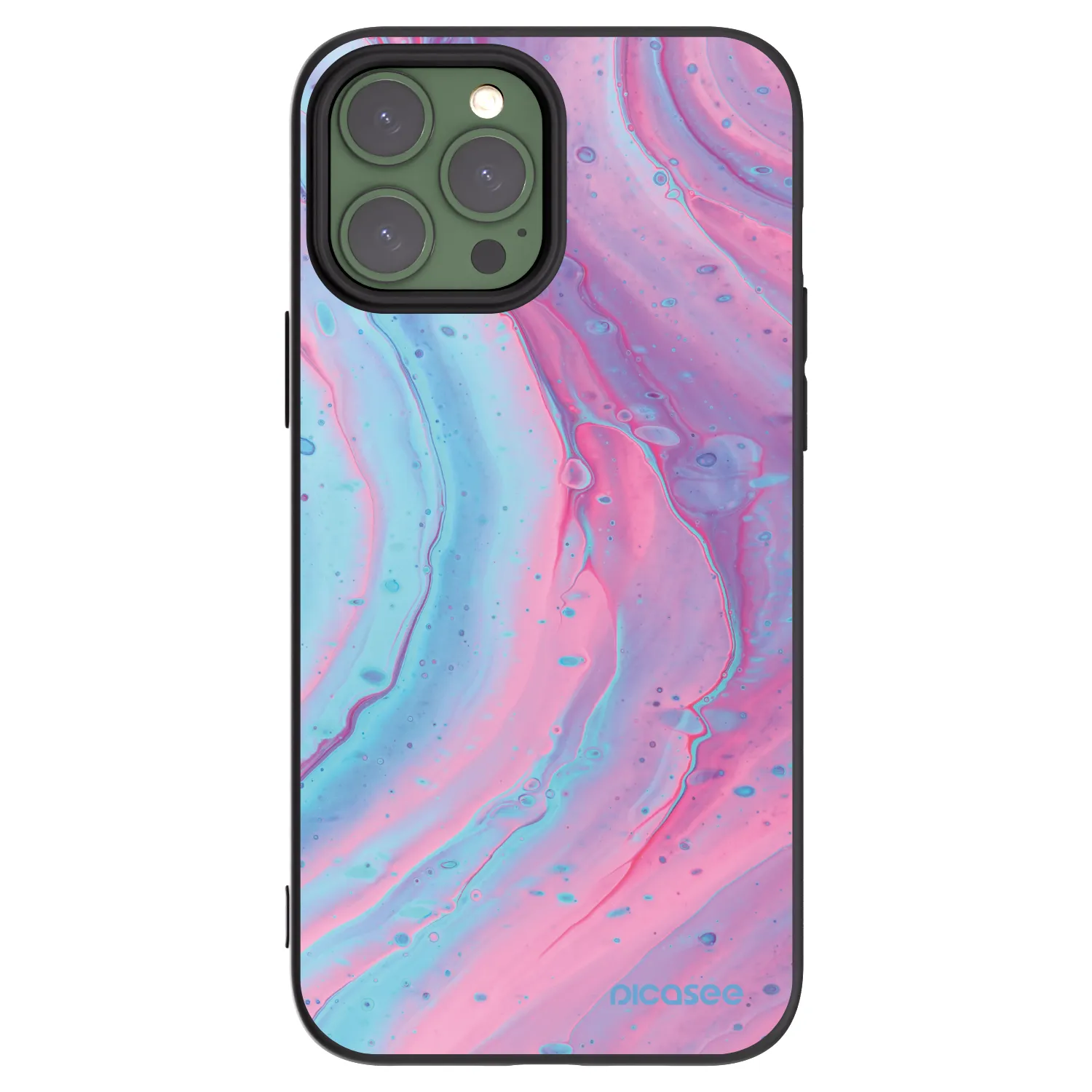 Picasee Apple iPhone 13 Pro Max Hülle - Schwarzes Silikon - Pink liquid