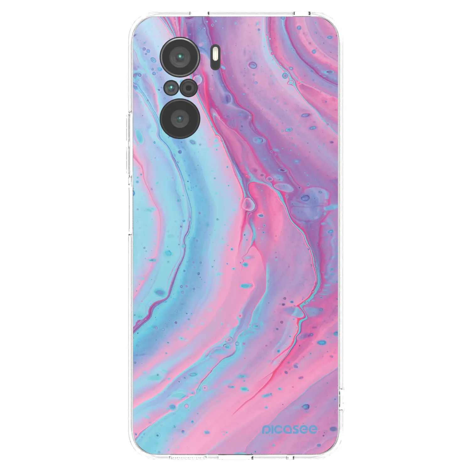 Picasee Xiaomi Poco F3 Hülle - Transparentes Silikon - Pink liquid
