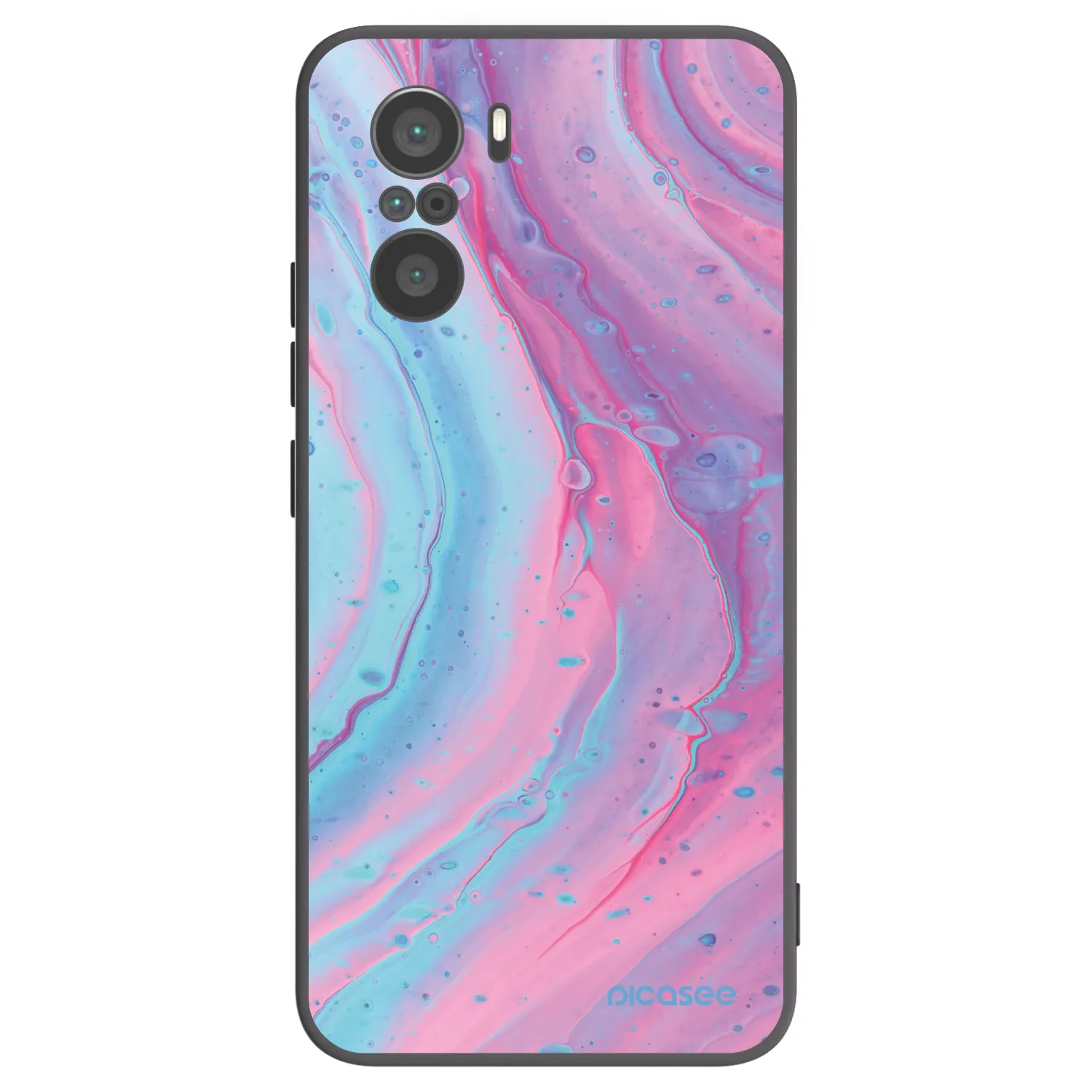 Picasee Xiaomi Poco F3 Hülle - Schwarzes Silikon - Pink liquid