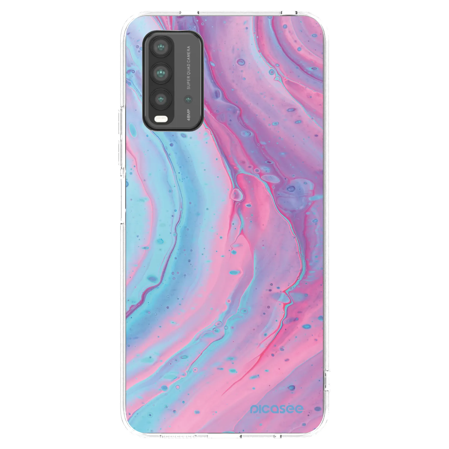 Picasee Xiaomi Redmi 9T Hülle - Transparentes Silikon - Pink liquid