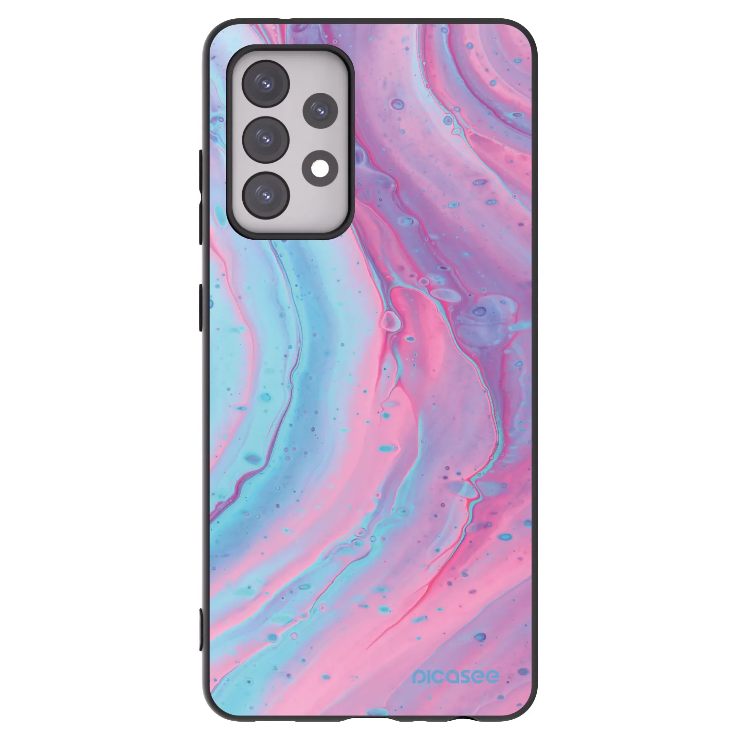 Picasee Samsung Galaxy A52s 5G A528B Hülle - Schwarzes Silikon - Pink liquid