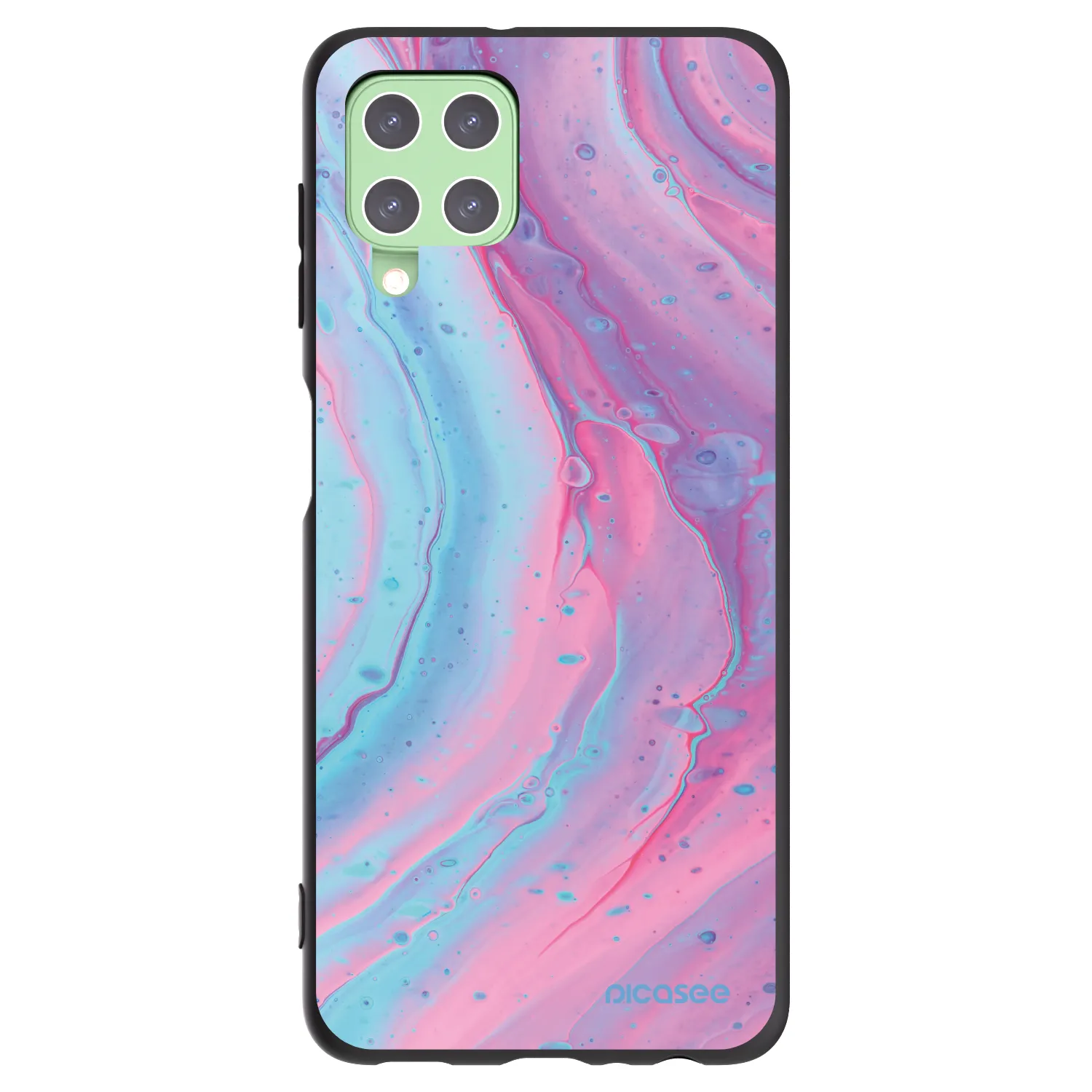 Picasee Samsung Galaxy A22 A225F 4G Hülle - Schwarzes Silikon - Pink liquid