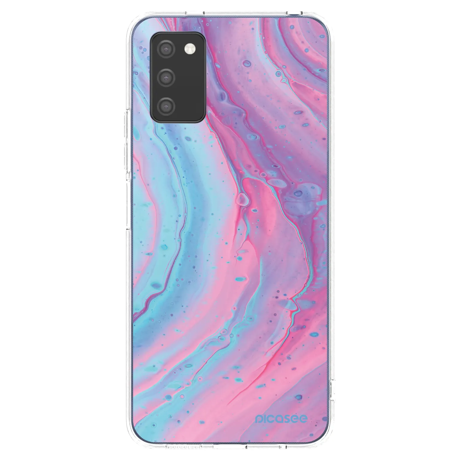 Picasee Samsung Galaxy A03s A037G Hülle - Transparentes Silikon - Pink liquid