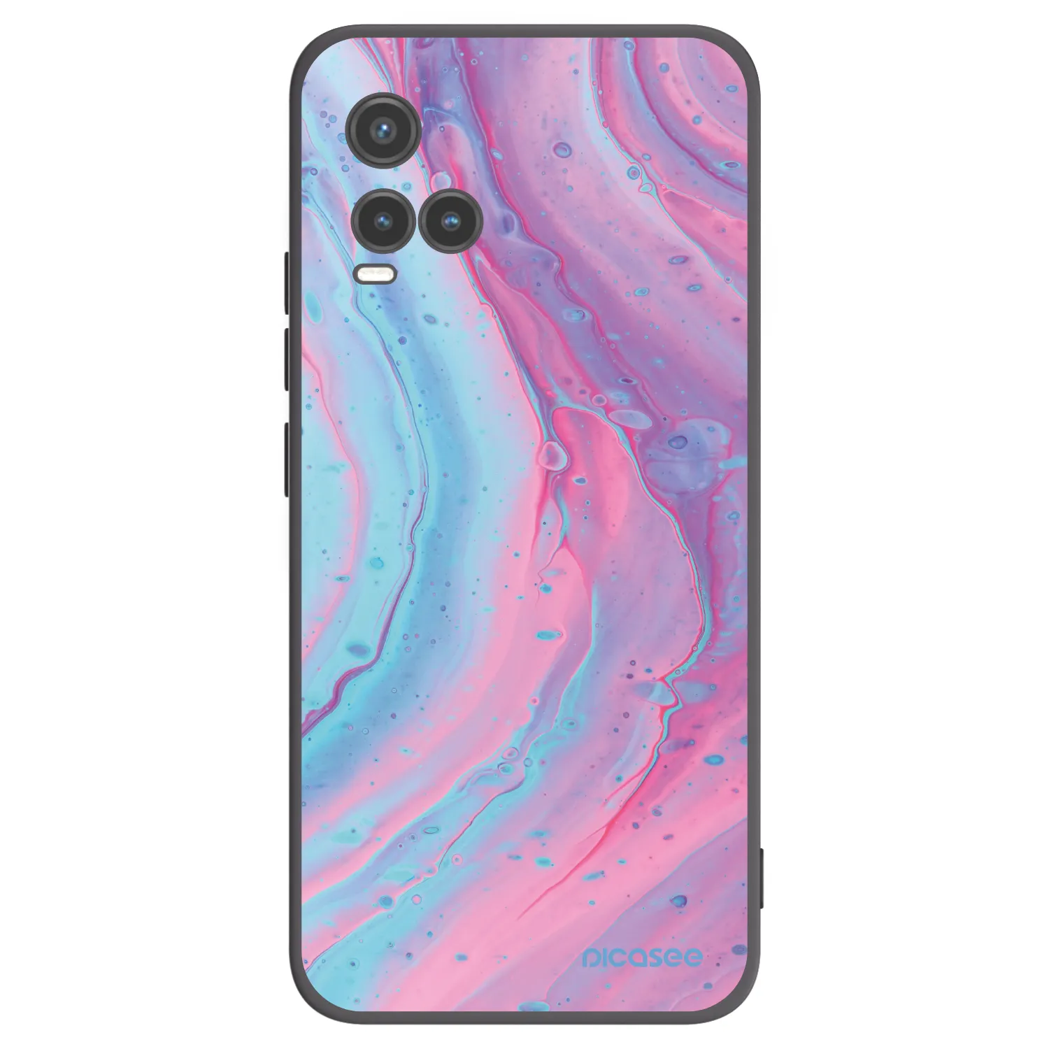 Picasee Vivo Y33s Hülle - Schwarzes Silikon - Pink liquid