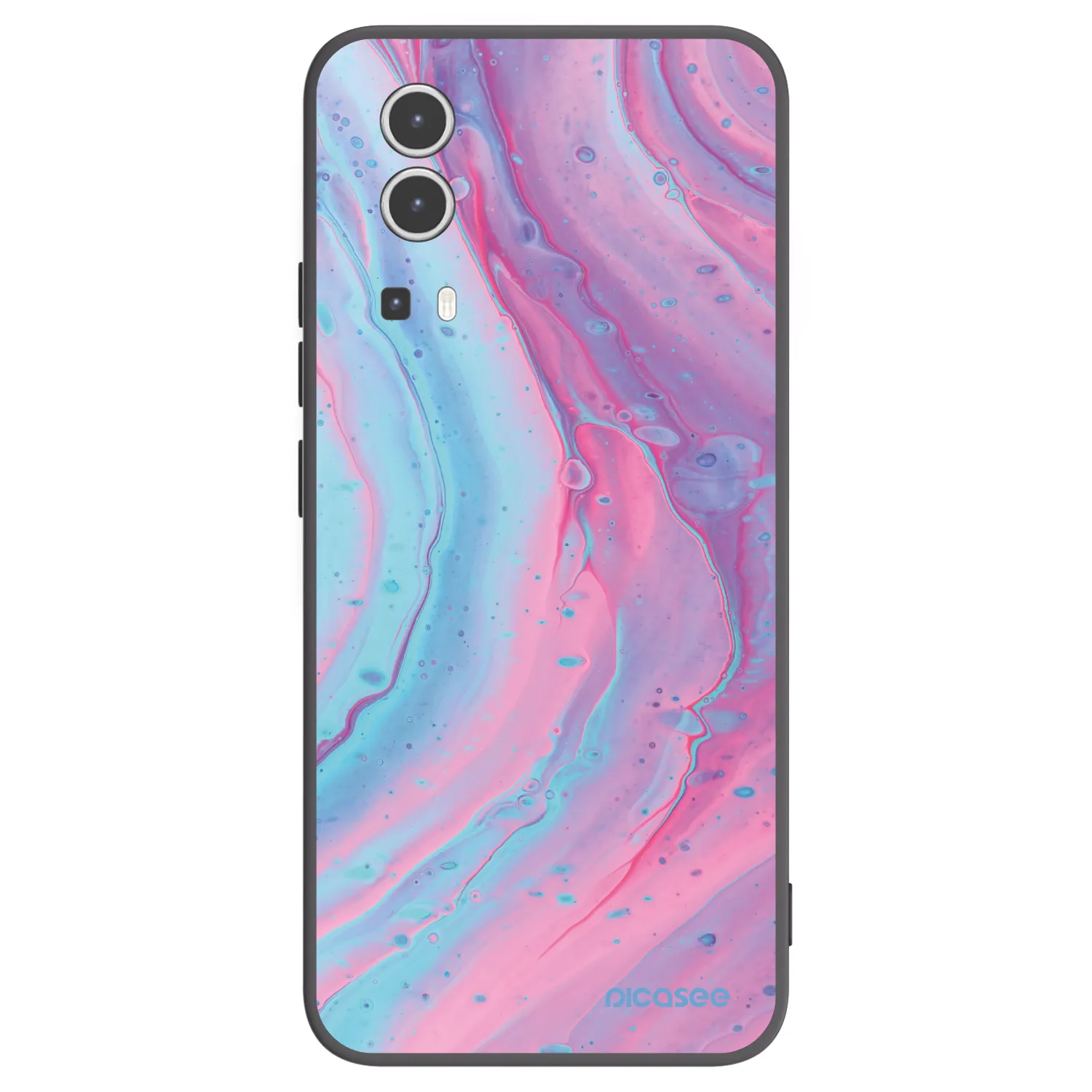 Picasee Vivo Y72 5G Hülle - Schwarzes Silikon - Pink liquid