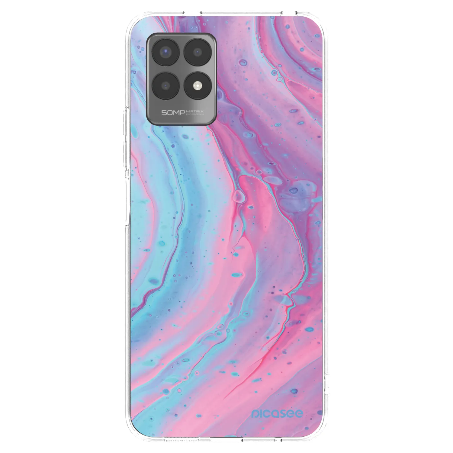 Picasee Realme 8i Hülle - Transparentes Silikon - Pink liquid