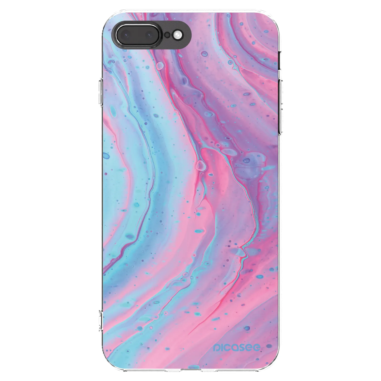 Picasee Apple iPhone 7 Plus Hülle - Transparentes Silikon - Pink liquid
