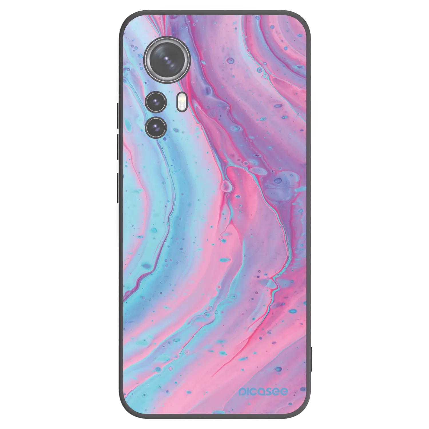 Picasee Xiaomi 12 Hülle - Schwarzes Silikon - Pink liquid