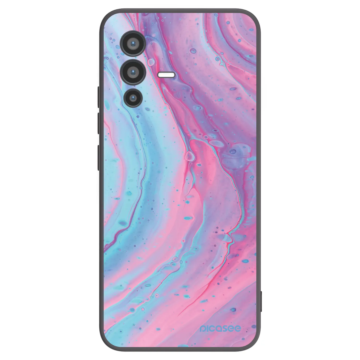 Picasee Vivo V23 5G Hülle - Schwarzes Silikon - Pink liquid
