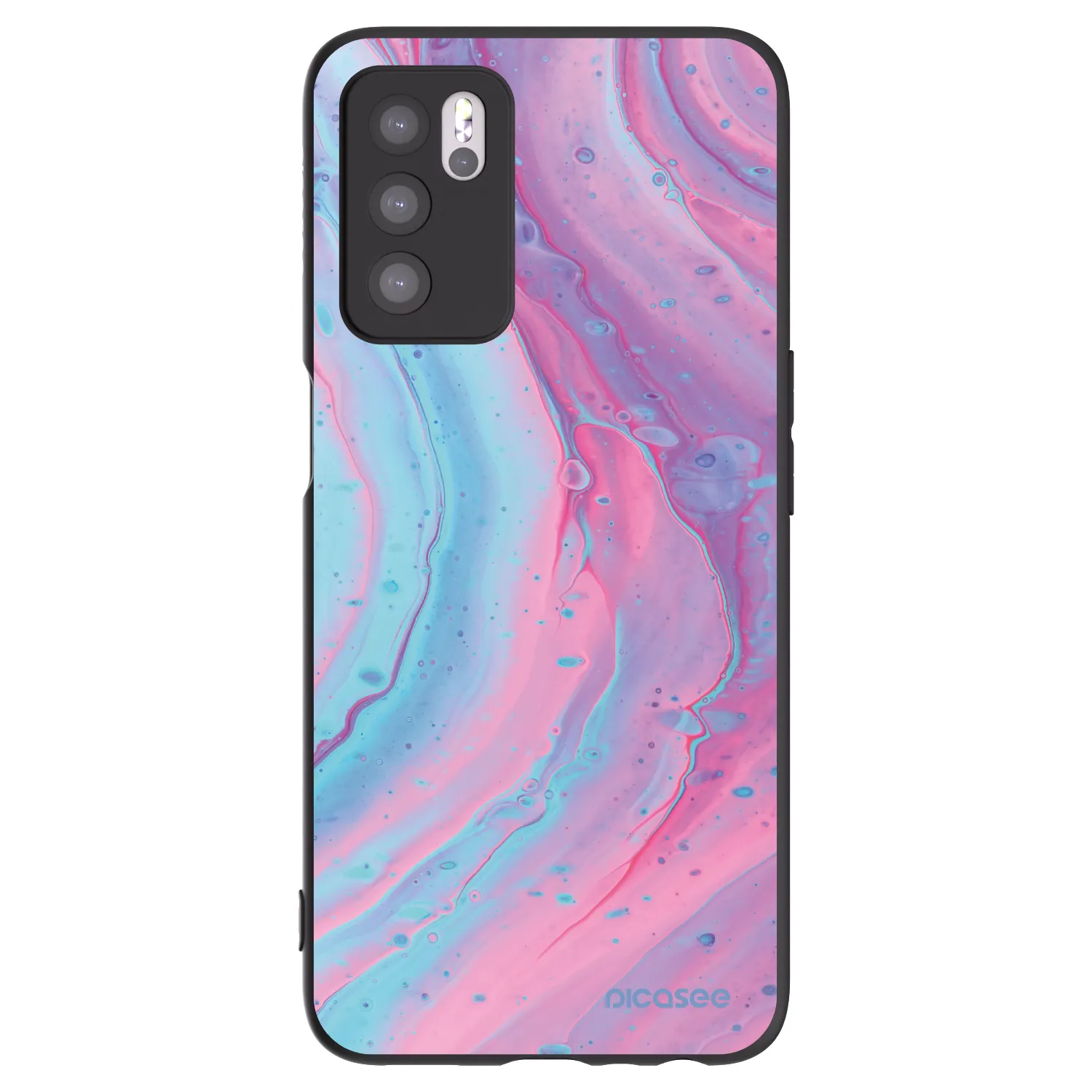 Picasee OPPO A16 Hülle - Schwarzes Silikon - Pink liquid