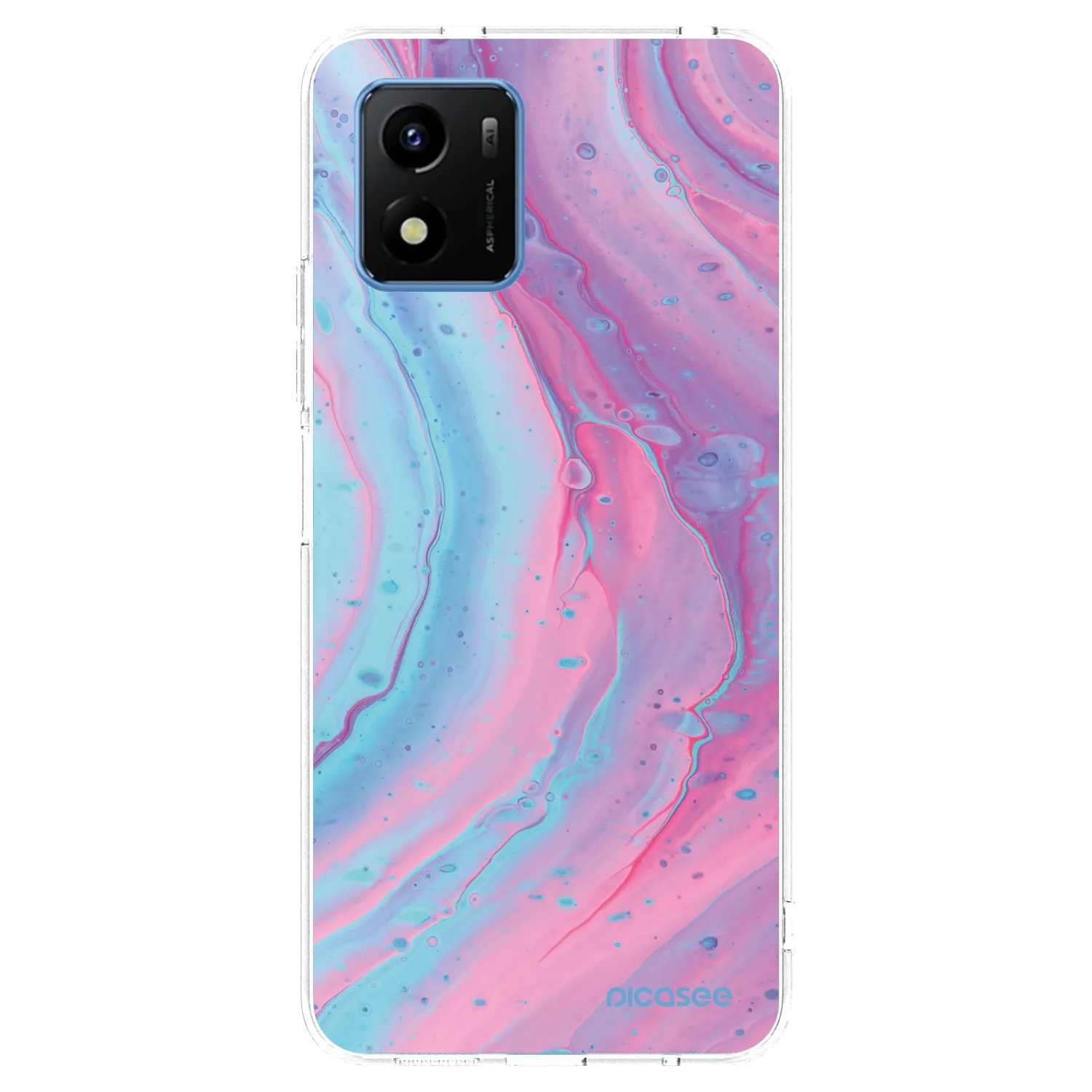 Picasee Vivo Y01 Hülle - Transparentes Silikon - Pink liquid
